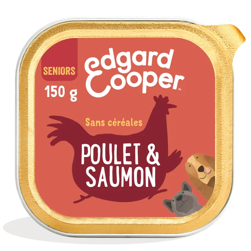 Pâtée chiens Seniors Edgard Cooper sans céréales poulet et saumon